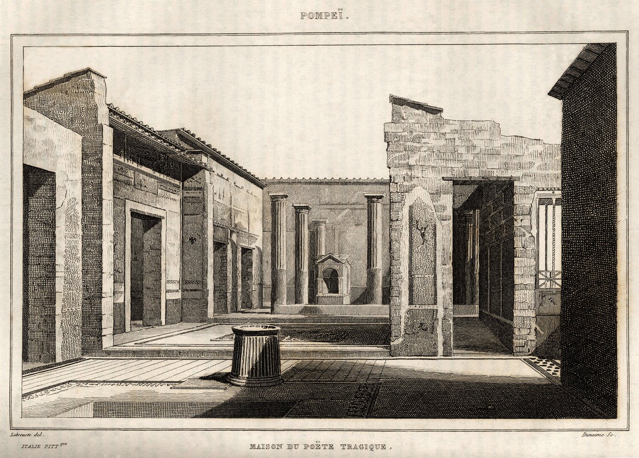 Das Haus des tragischen Dichters in Pompeji, Gravur von Labrouste von Henri Labrouste