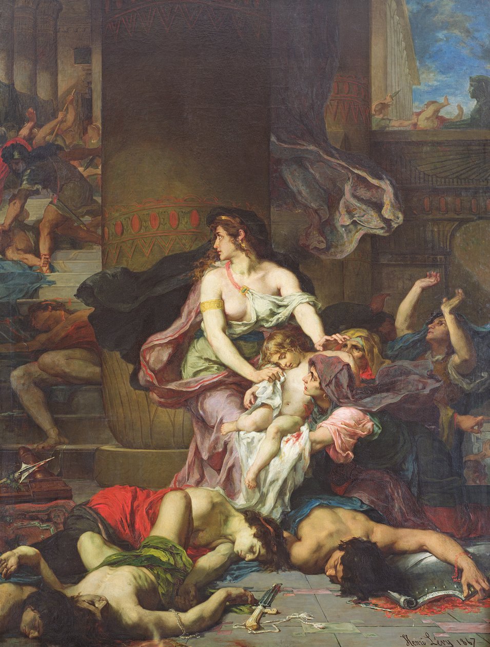 Joasch vor dem Massaker der königlichen Familie gerettet, 1867 von Henri Leopold Levy
