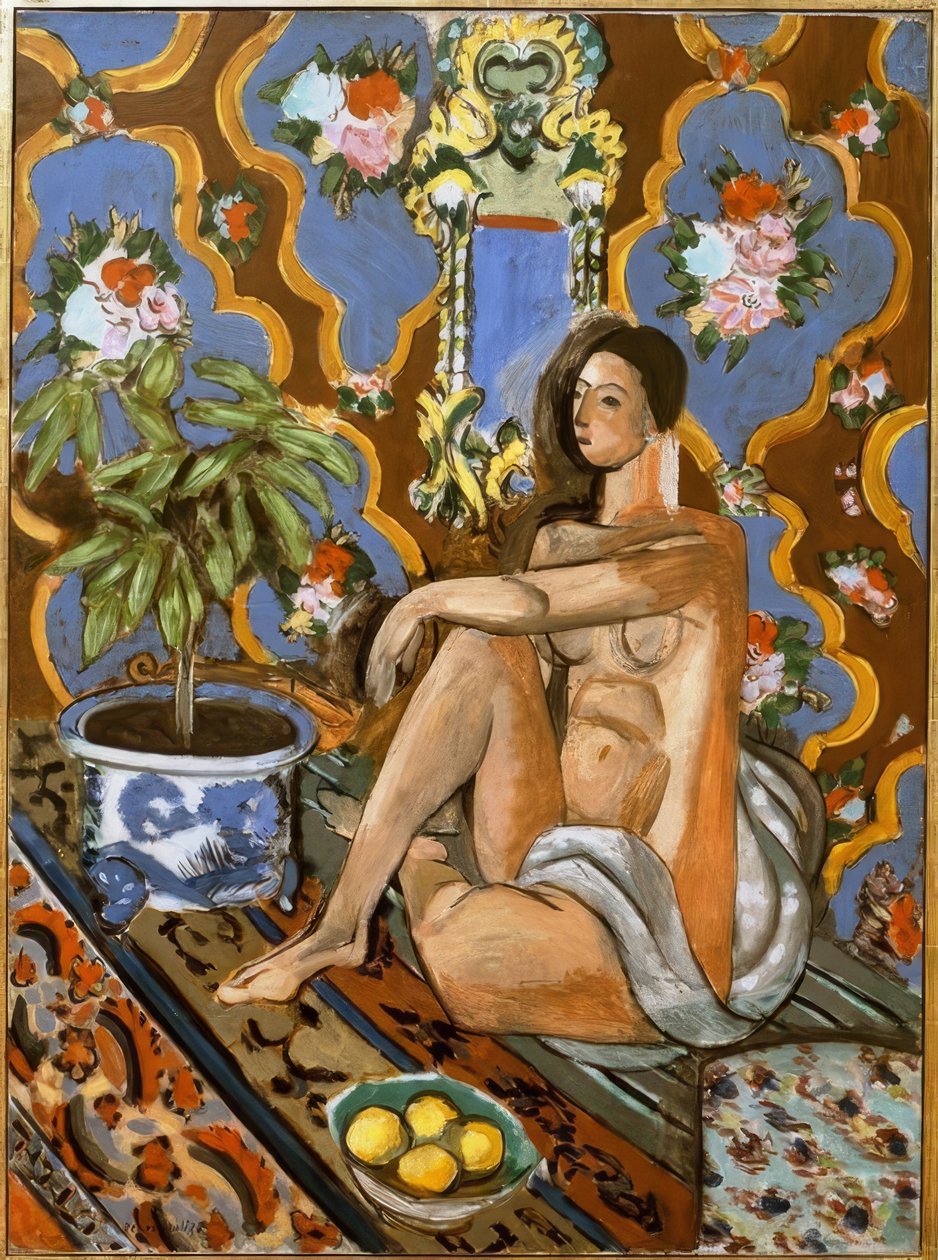 Dekorative Figur auf einem ornamentalen Hintergrund von Henri Matisse