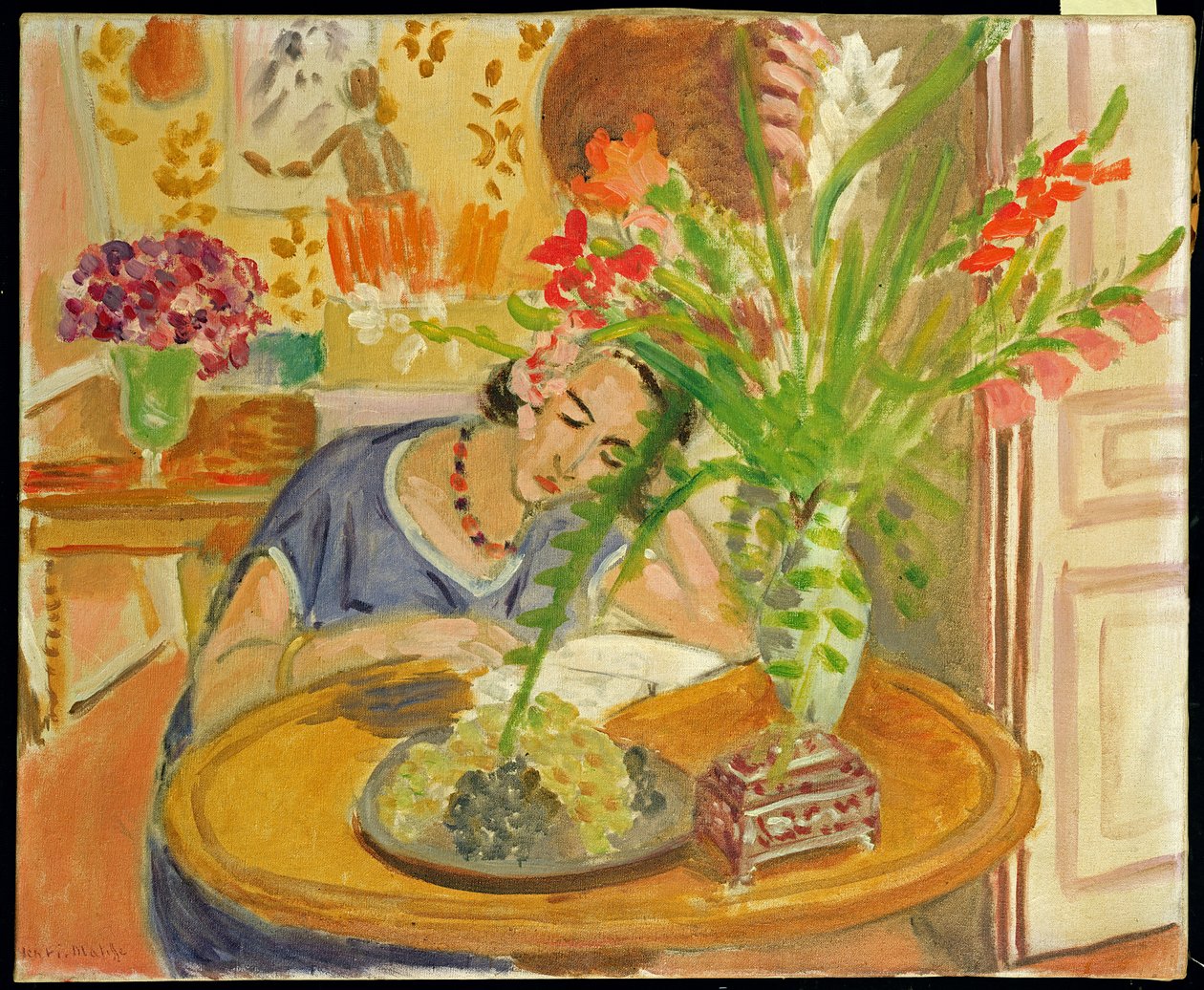 Frau mit Gladiolen von Henri Matisse