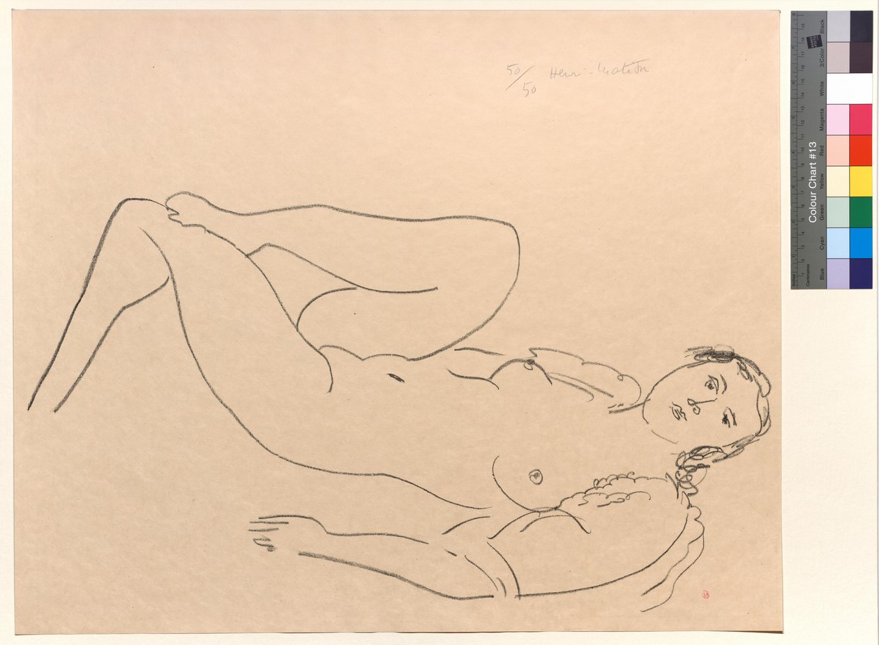 Nackte Frau liegend, die Beine angewinkelt von Henri Matisse