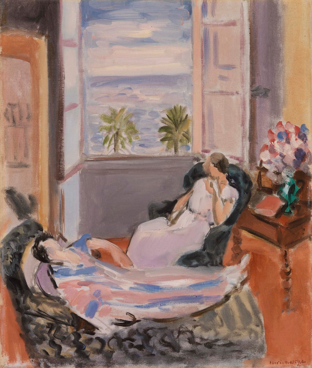 Innenraum mit zwei Figuren, offenes Fenster (Intérieur avec deux figures, fenêtre ouverte) von Henri Matisse