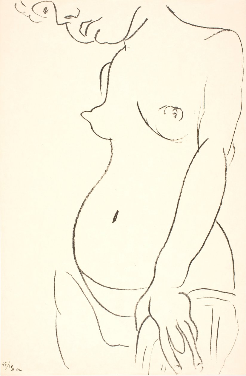 Nackte Frau als Halbfigur im Dreiviertelprofil nach links. Der obere Teil des Kopfes ist beschnitten von Henri Matisse