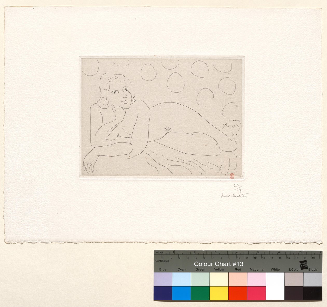 Liegender Akt auf Hintergrund mit kreisförmigen Mustern von Henri Matisse