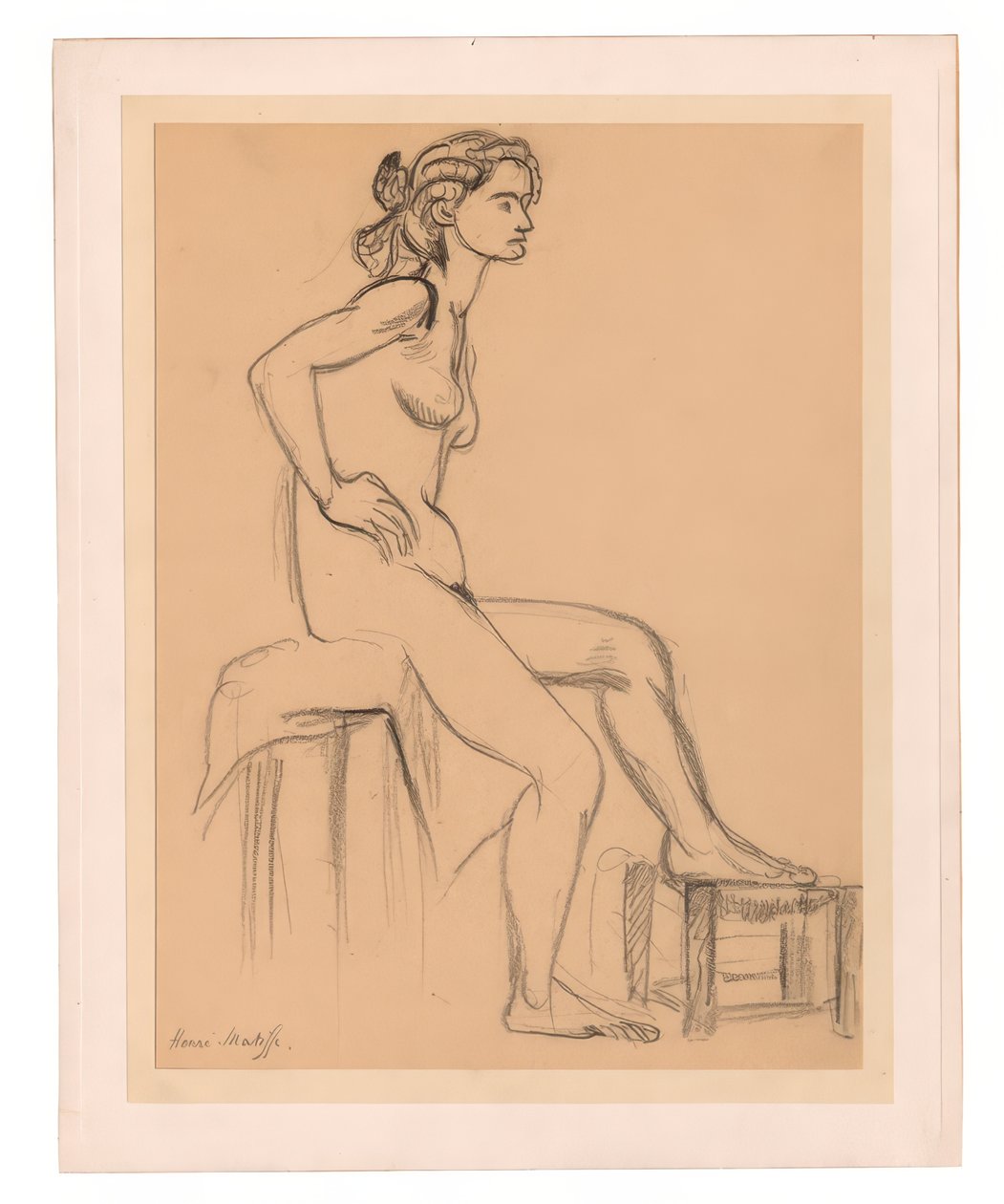 Sitzender weiblicher Akt, ein Fuß auf einem Hocker von Henri Matisse