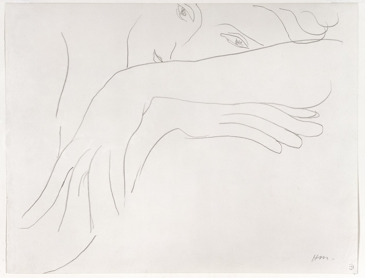 Studie eines Modells, das sich auf die Rückenlehne eines Stuhls lehnt von Henri Matisse