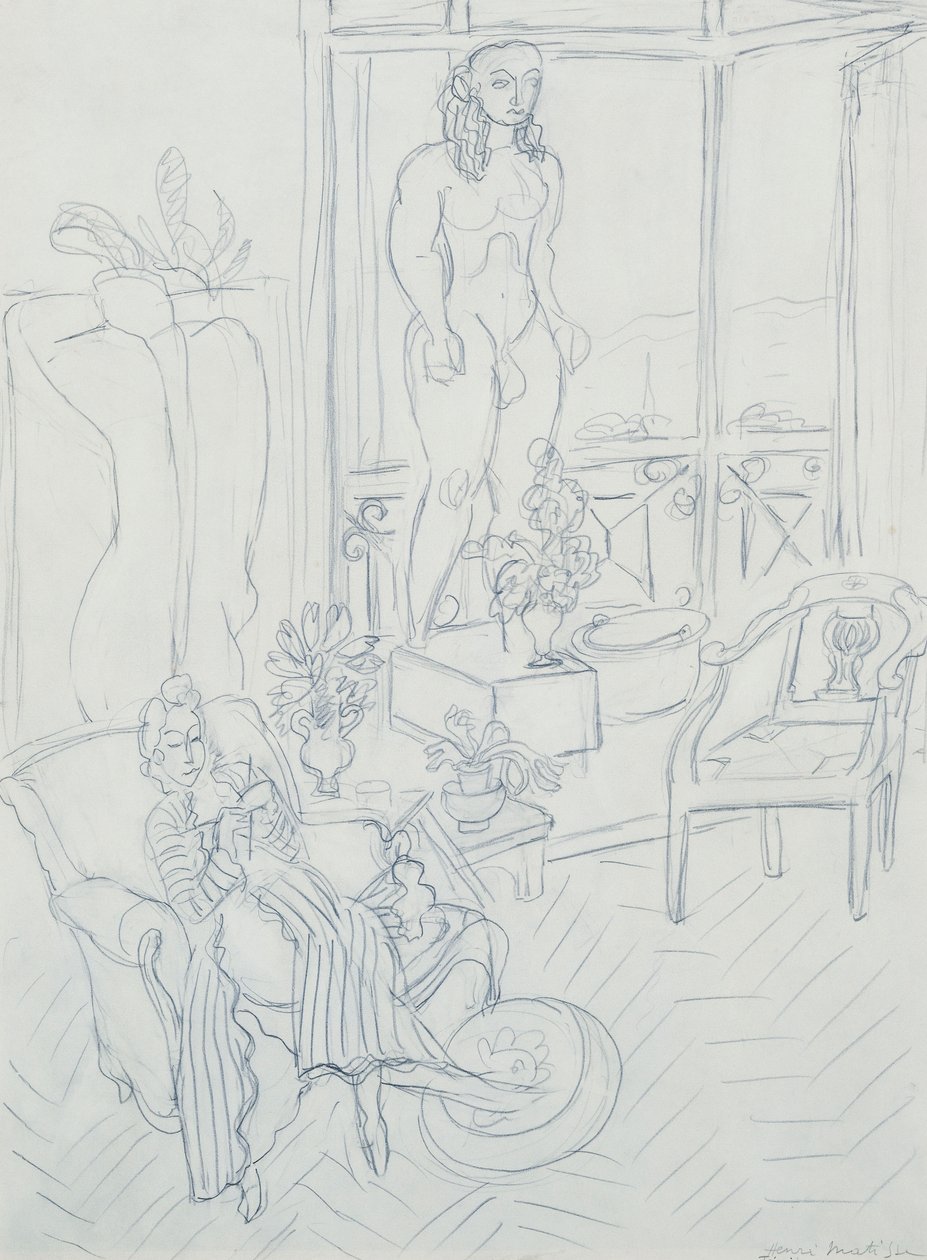 Frau in einem Innenraum; Hotel Regina, Cimiez, Nizza von Henri Matisse