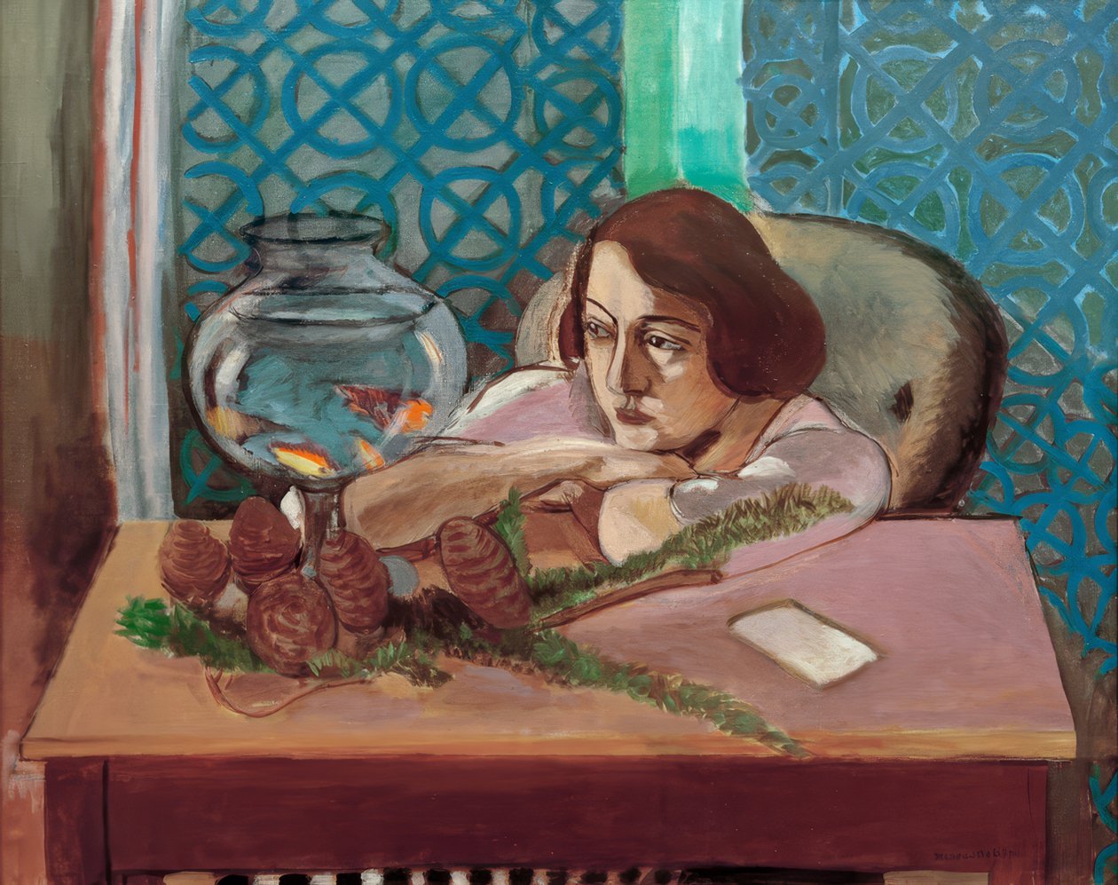 Frau vor einem Aquarium von Henri Matisse
