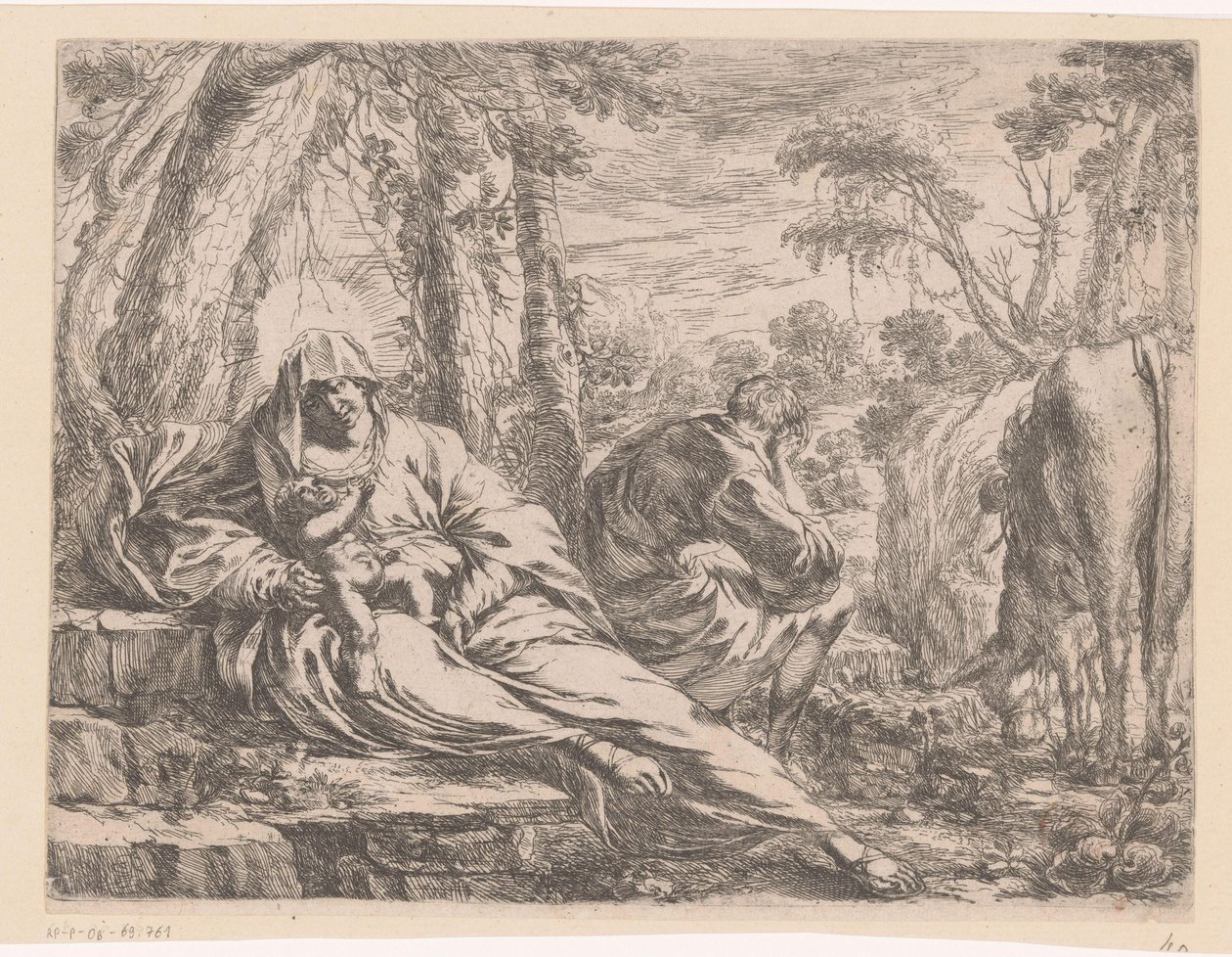 Ruhe auf der Flucht nach Ägypten von Henri Mauperché (possibly)