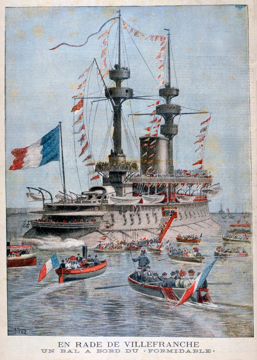 Ein Ball an Bord des Schlachtschiffs Formidable, Villefranche Hafen, Frankreich, 1896 von Henri Meyer