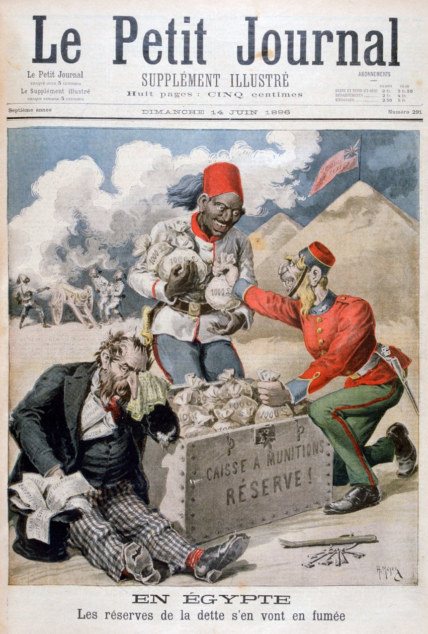 In Ägypten: Die Reserven der Schulden gehen in Rauch auf, 1896 von Henri Meyer