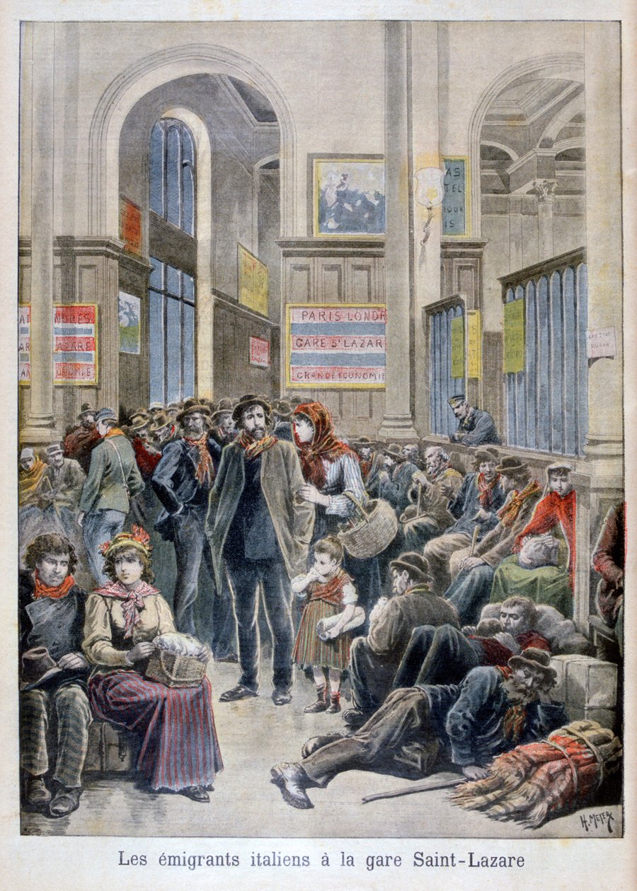 Italienische Auswanderer am Gare Saint-Lazare, Paris, 1896 von Henri Meyer