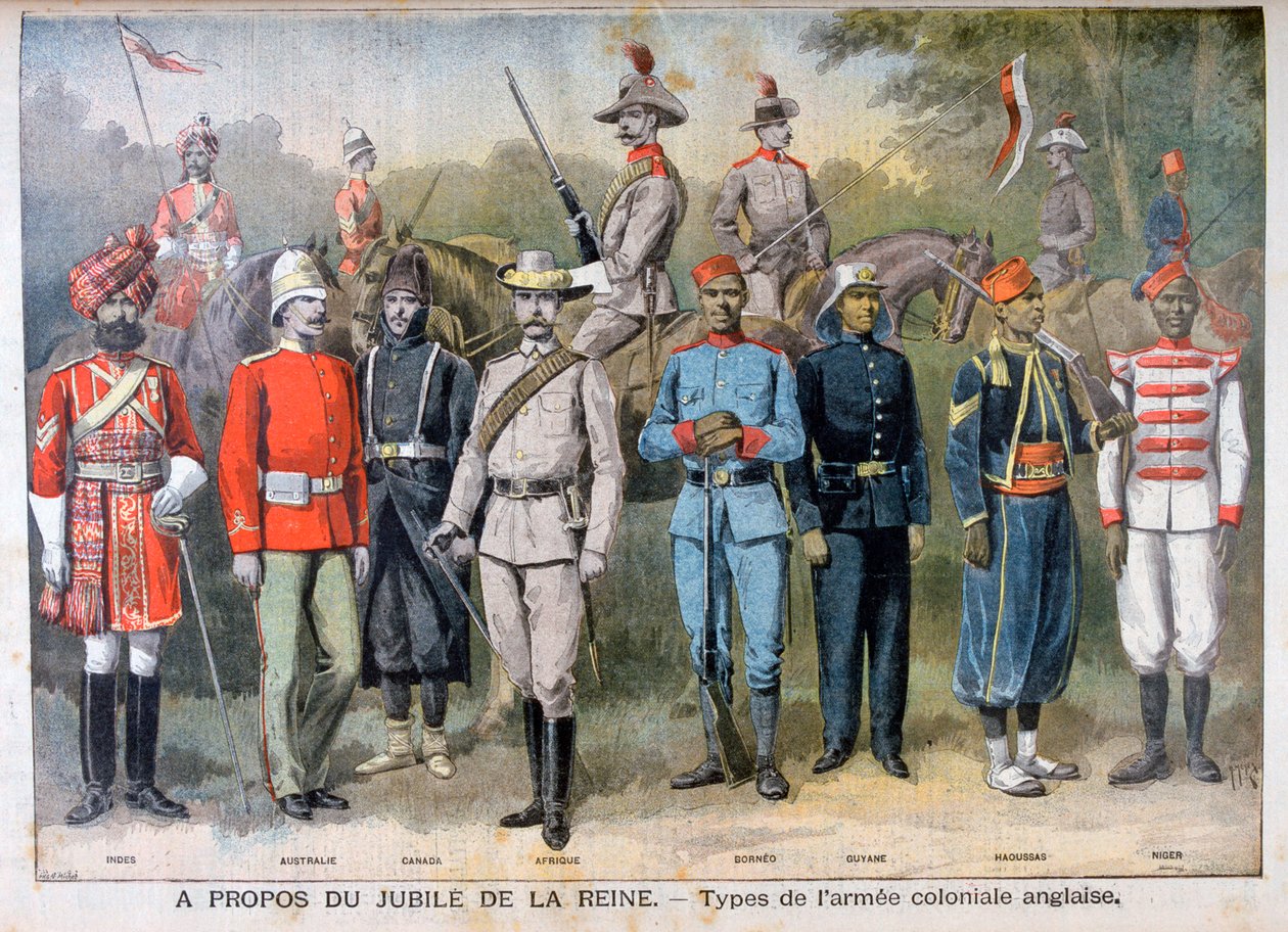 Militäruniformen der britischen Kolonialarmee, 1897 von Henri Meyer