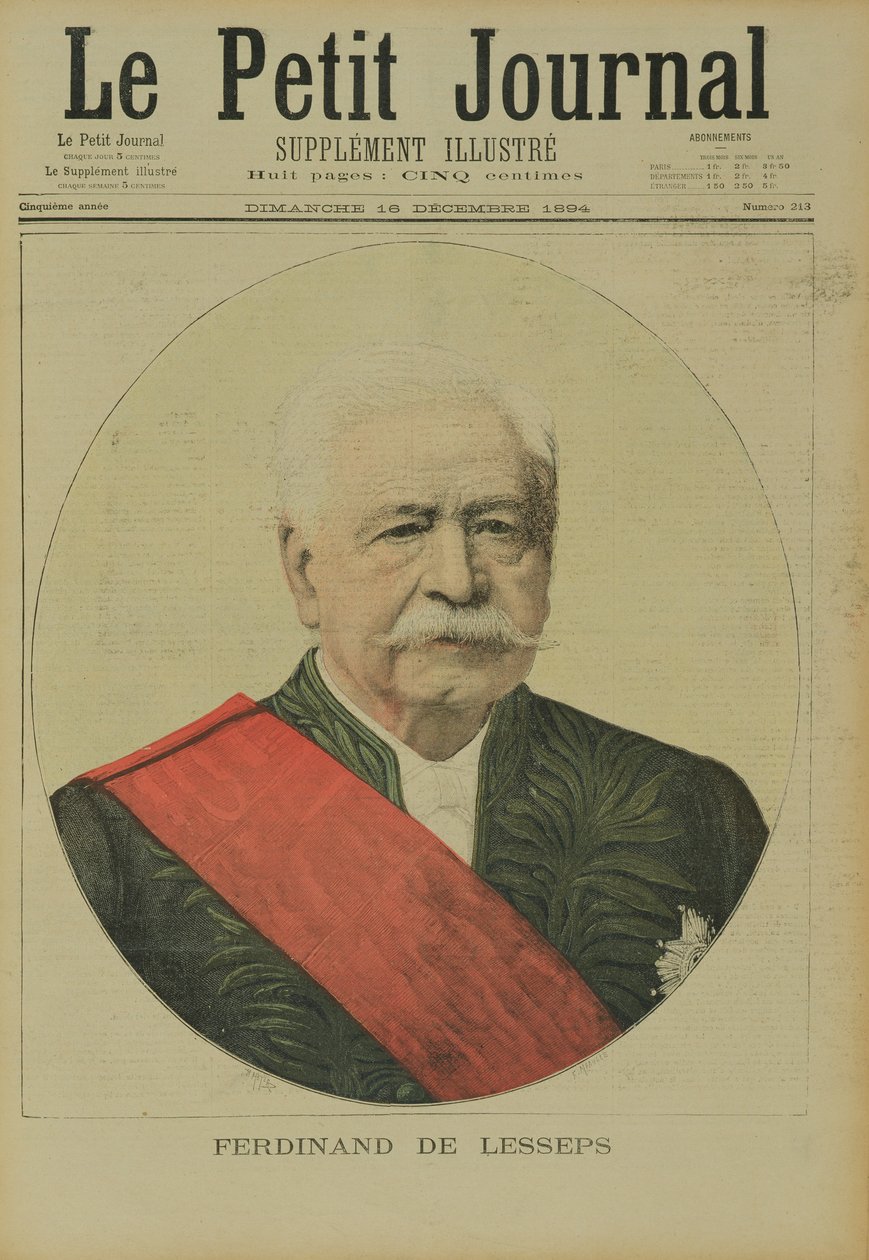 Porträt von Ferdinand Marie de Lesseps (1805-94) aus Le Petit Journal, 16. Dezember 1894 von Henri Meyer