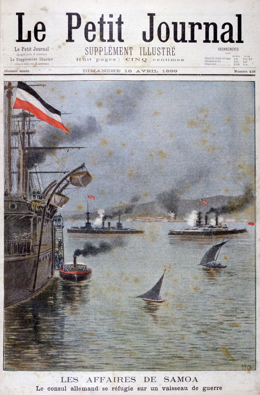 Der deutsche Konsul sucht Zuflucht auf einem deutschen Kriegsschiff, 1899 von Henri Meyer