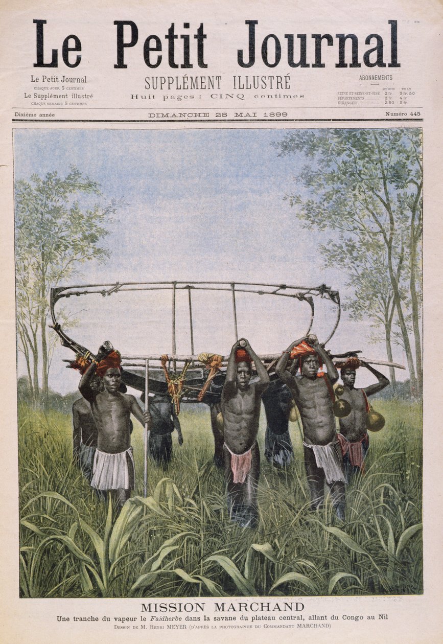 Die Marchand-Mission reist vom Kongo zum Nil, aus Le Petit Journal, 28. Mai 1899 von Henri Meyer