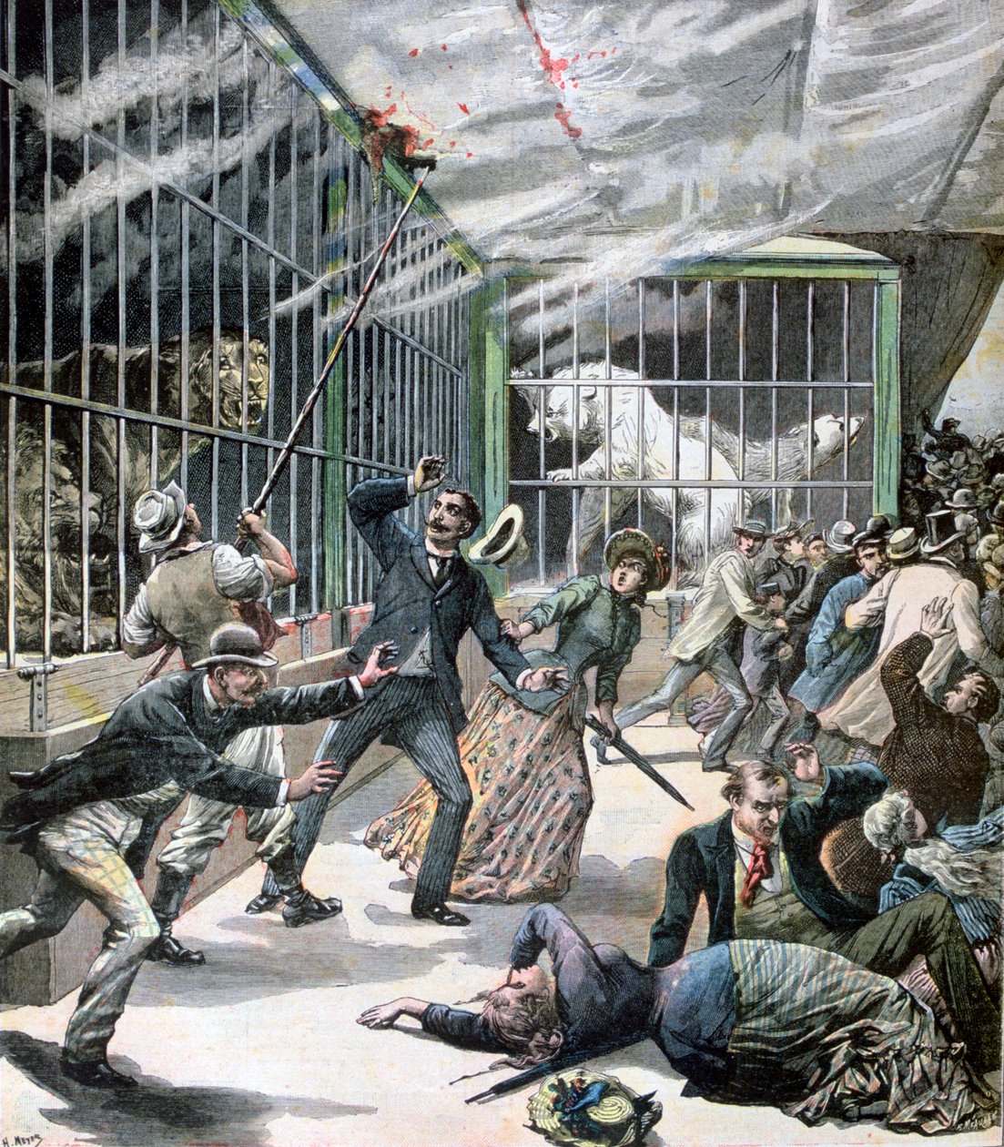 Der Vorfall im Menagerie, Montceau-les-Mines, Frankreich, 1891 von Henri Meyer