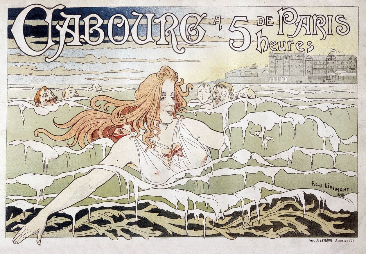 Cabourg à 5 h de Paris - Werbeplakat von Privat Livemont von Henri Henri Antoine Théodore Livemont
