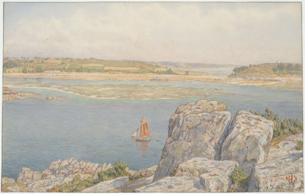 Mündung des Trieux bei der Île à Bois, Loguivy von Henri Rivière