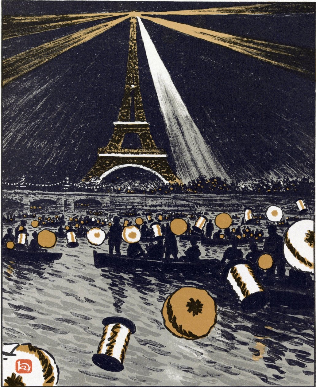 Feierlichkeiten an der Seine, 14. Juli (aus Sechsunddreißig Ansichten des Eiffelturms) von Henri Rivière