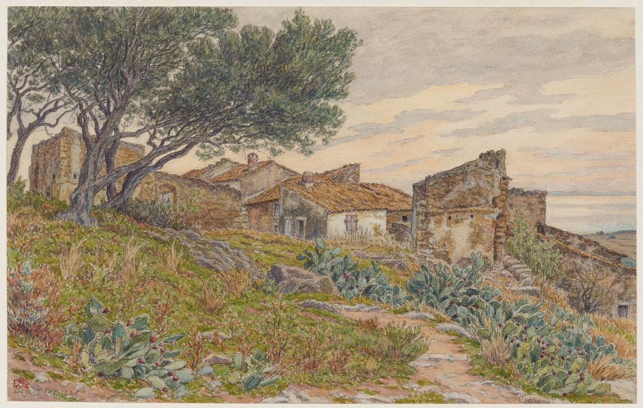 Alte Häuser in Bormes von Henri Rivière