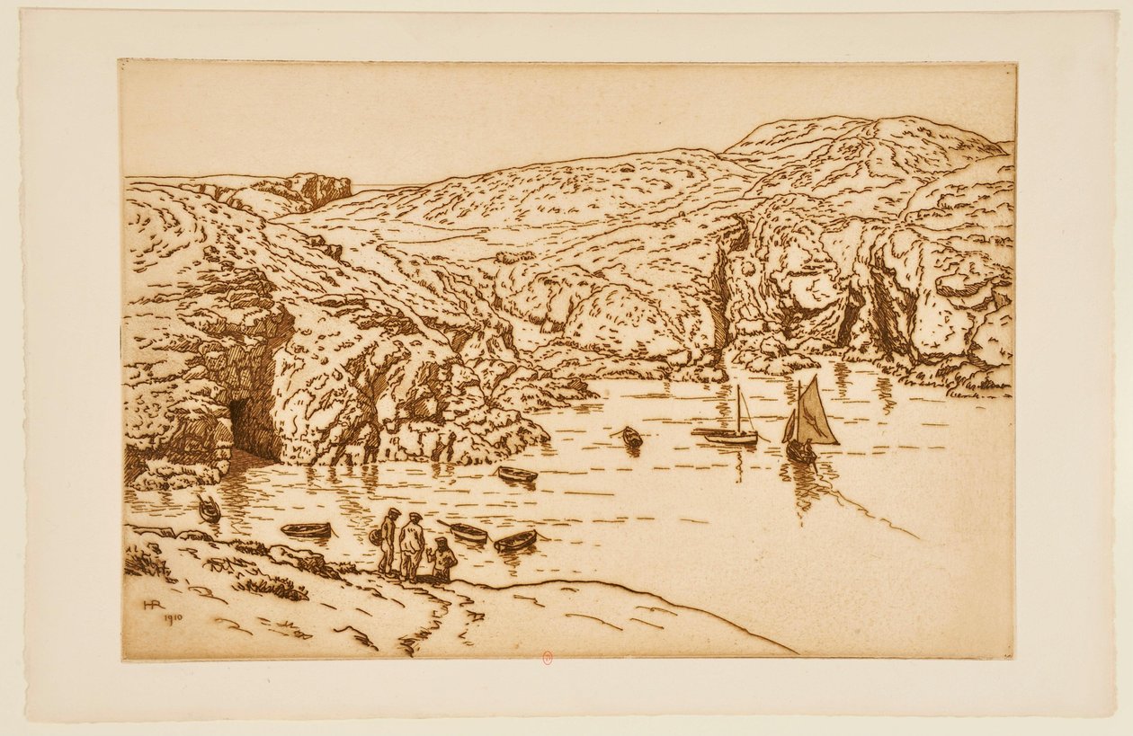 Segelboot in einer Bucht von Henri Rivière