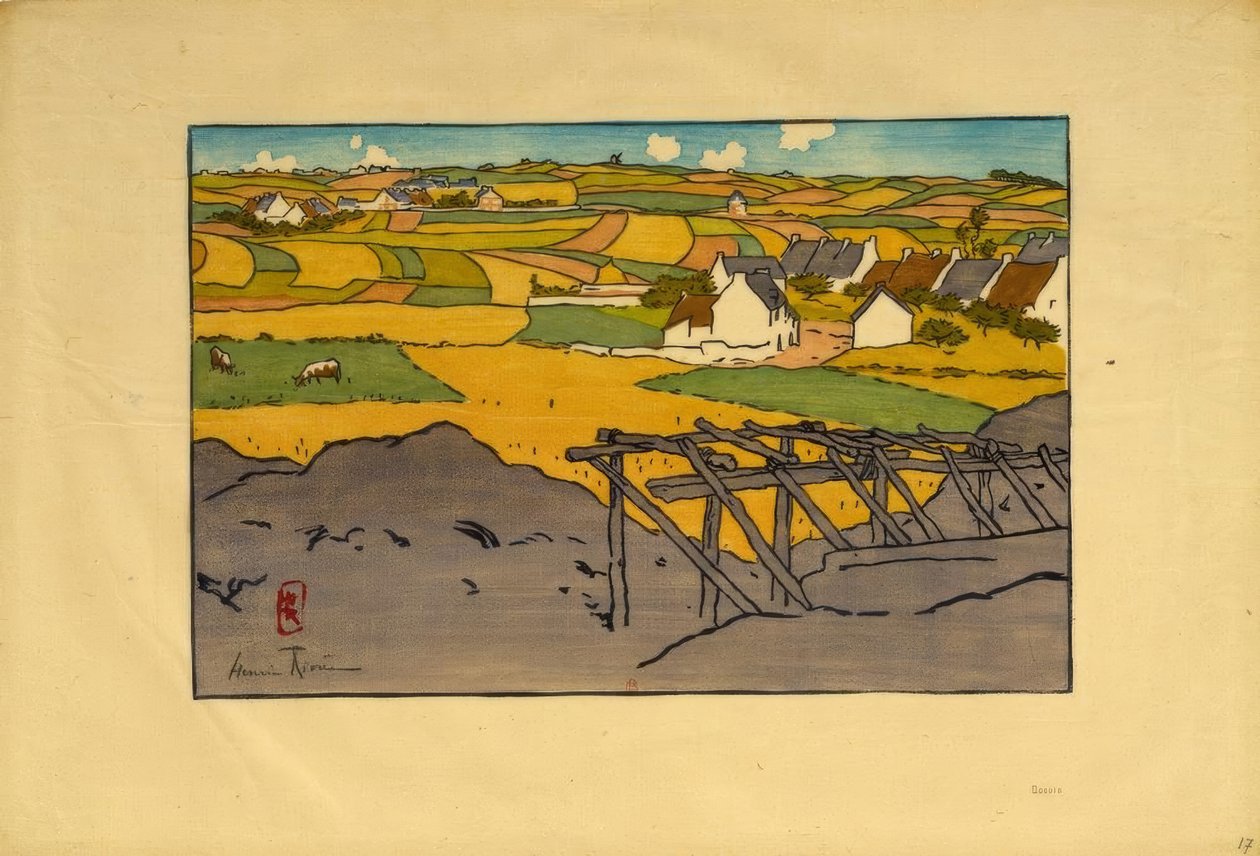 Das Dorf La Chapelle von den Tertres aus gesehen (Saint-Briac) von Henri Rivière