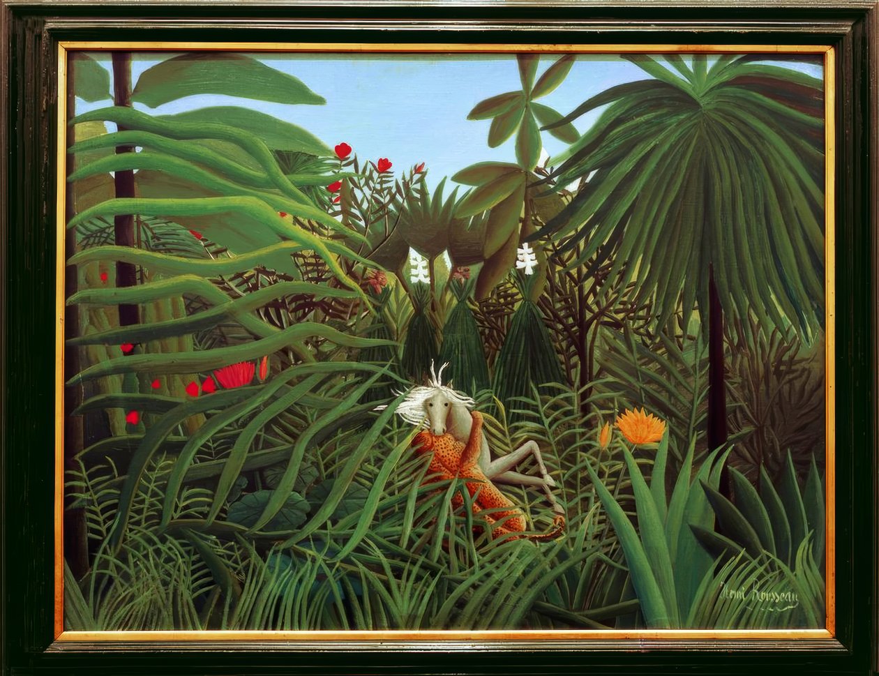 Pferd von einem Jaguar angegriffen von Henri Rousseau