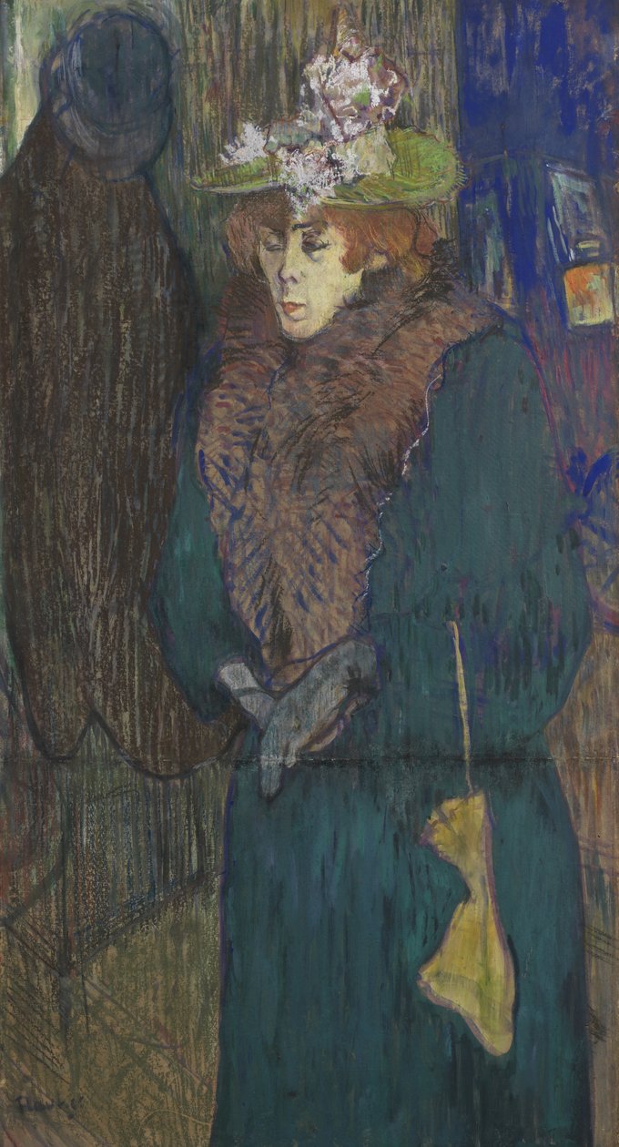 Jane Avril am Eingang zum Moulin Rouge, ca. 1892 von Henri de Toulouse Lautrec