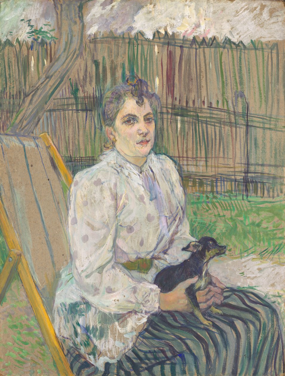 Dame mit Hund von Henri de Toulouse-Lautrec