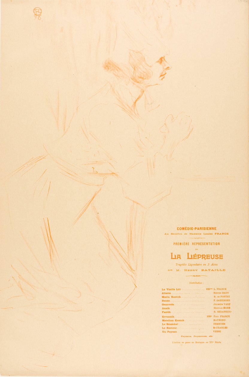 Programm für La Lépreuse von Henri de Toulouse-Lautrec