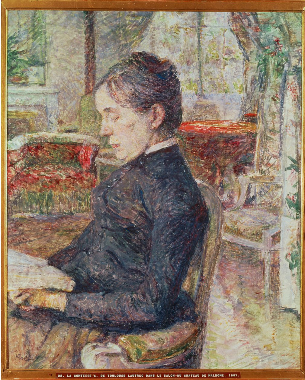 Die Gräfin Alphonse de Toulouse-Lautrec, die Mutter des Malers, im Salon des Château de Malromé von Henri de Toulouse-Lautrec