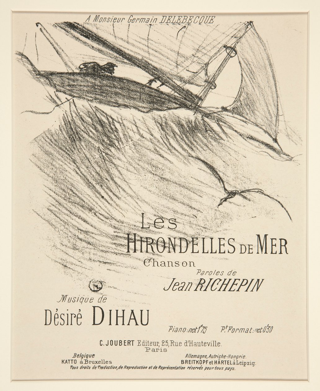 Die Seeschwalben - Titelblatt für gedruckte musikalische Komposition (Gedicht von Richepin, vertont von Dihau) von Henri de Toulouse Lautrec