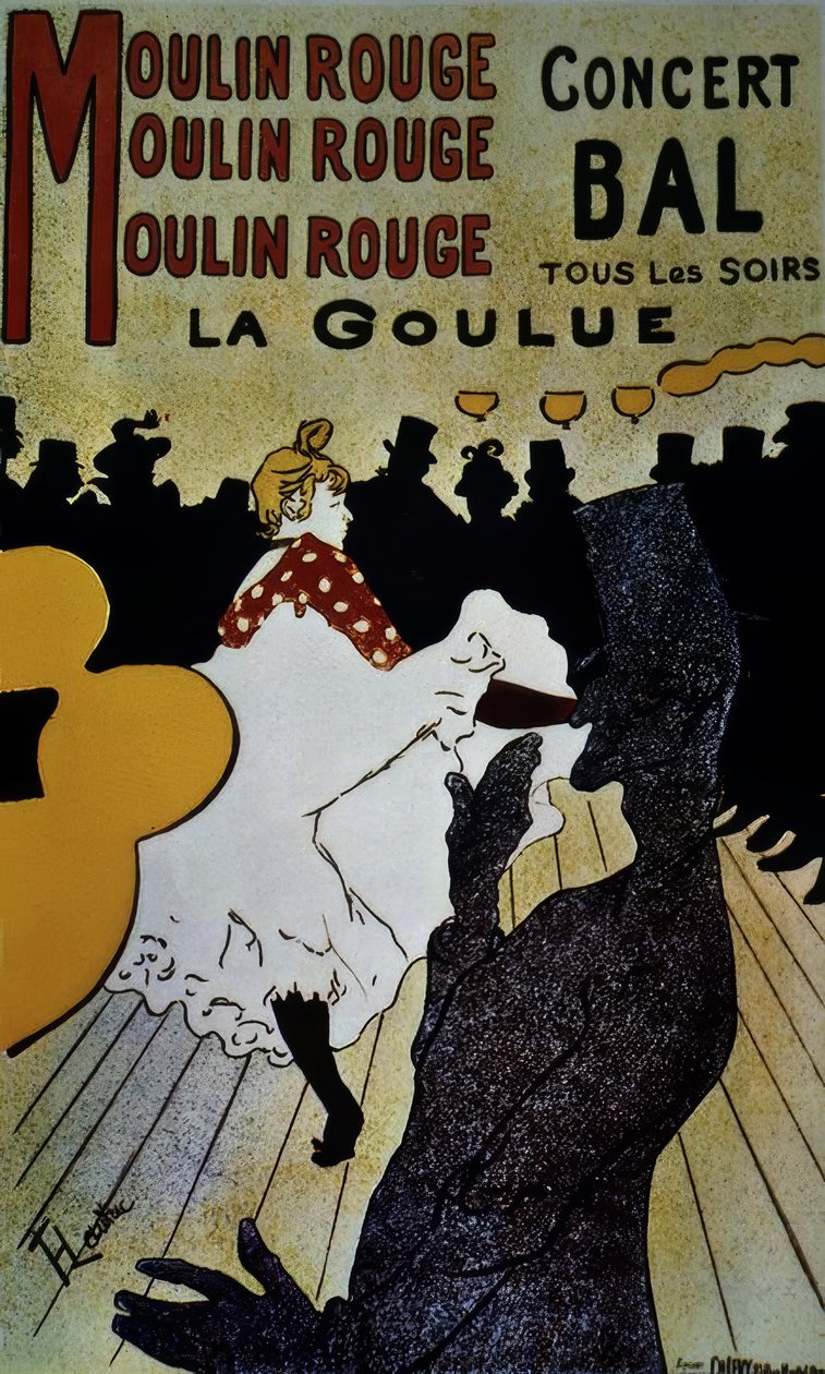 Moulin Rouge: La Goulue – 1891 – 191 × 117 cm – Farblithographie von Henri de Toulouse Lautrec