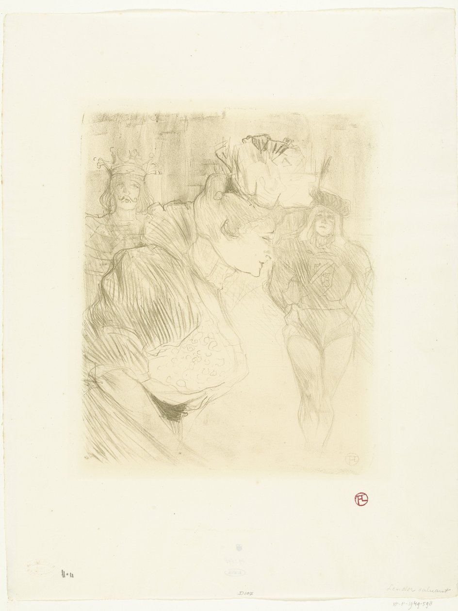 Porträt der Schauspielerin Marcelle Lender, die sich vor dem Publikum verbeugt von Henri de Toulouse Lautrec