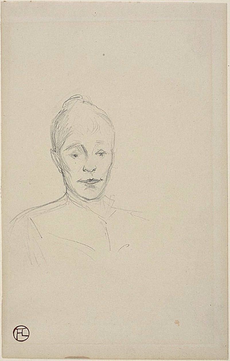 Studie: Gesicht einer Frau mit hohem Kragen von Henri de Toulouse Lautrec