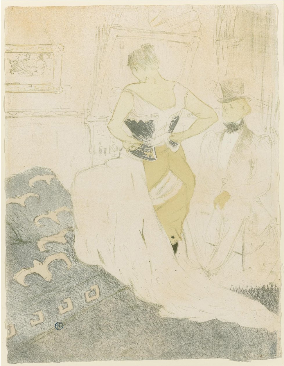 Frau, die ihr Korsett anpasst, 1896 von Henri de Toulouse Lautrec