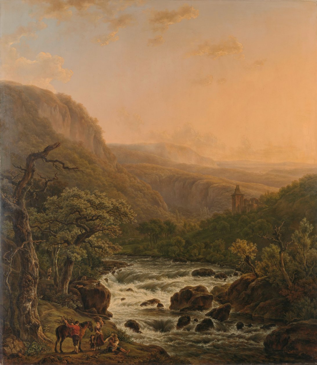 Fluss in den Ardennen bei Sonnenuntergang von Henri van Assche