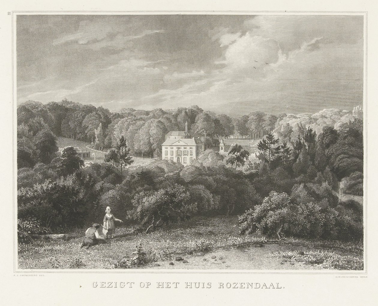 Ansicht des Landguts und Schlosses Rosendael von Henricus Wilhelmus Couwenberg