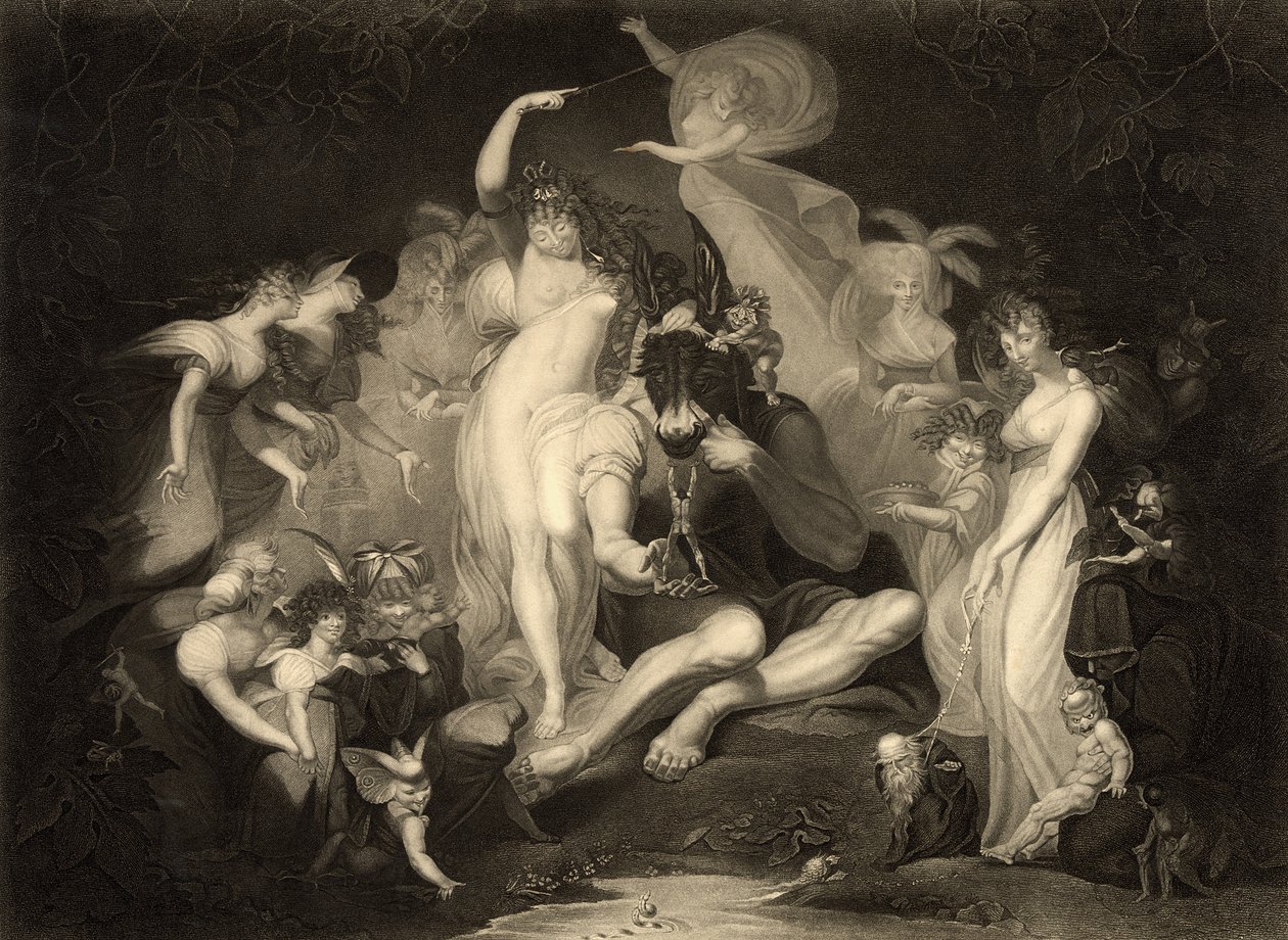 Szene aus Akt IV, Szene I von Ein Sommernachtstraum von William Shakespeare (1564-1616), graviert von J.P. Simon für die Boydell Shakespeare Company von Johann Heinrich Füssli