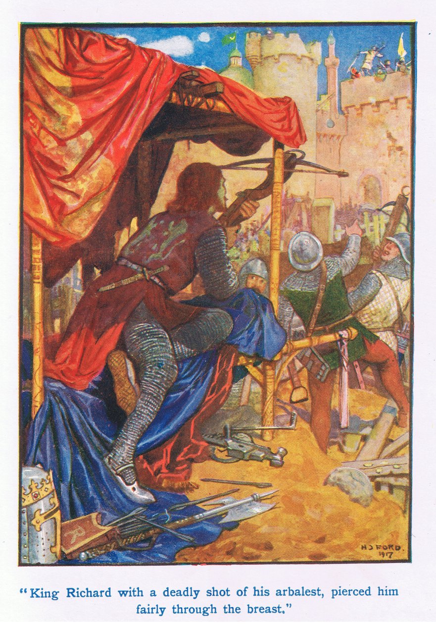 König Richard, mit einem tödlichen Schuss seiner Armbrust, durchbohrte ihn direkt durch die Brust von Henry Justice Ford