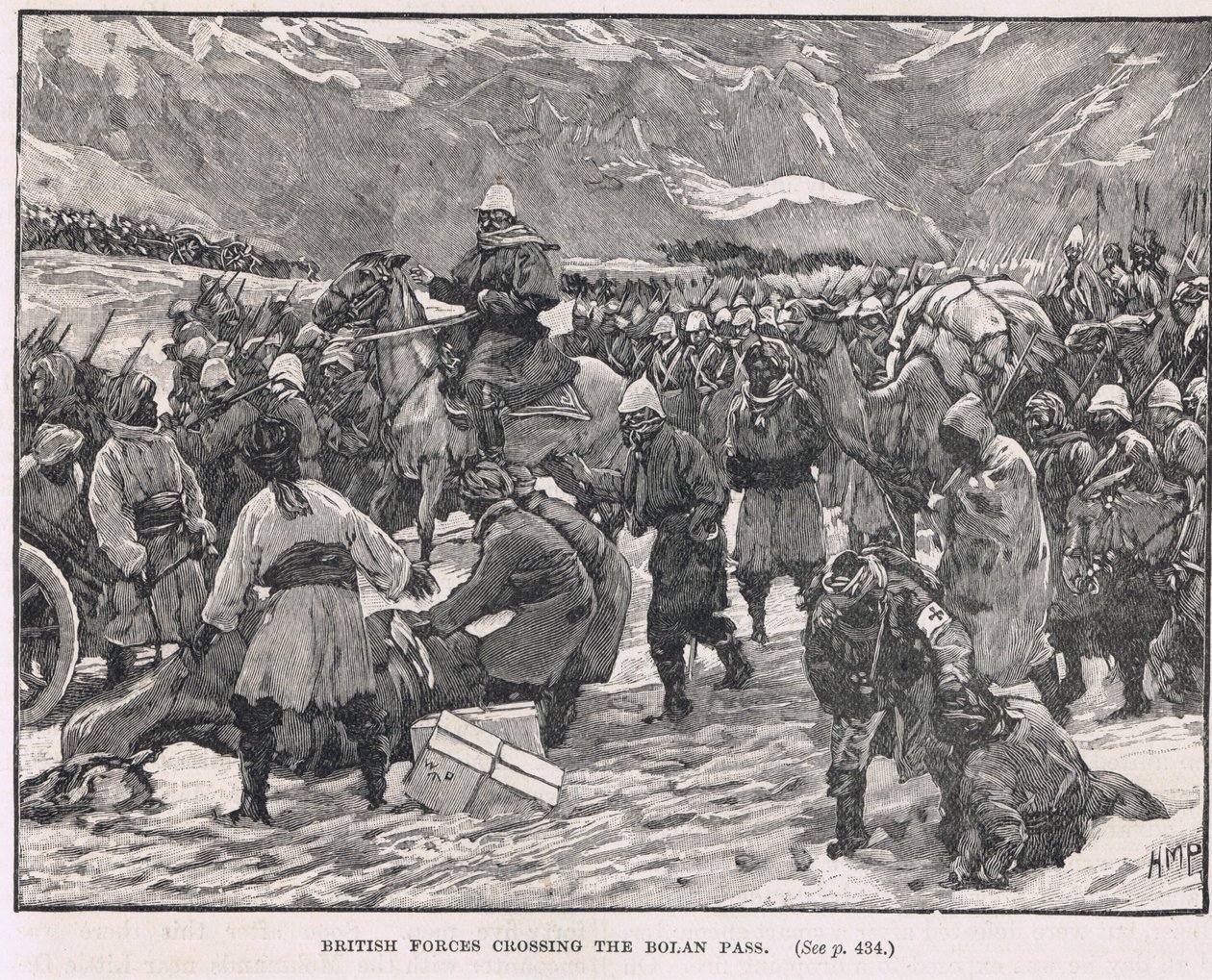 Britische Truppen überqueren den Bolan-Pass, Illustration aus Cassell