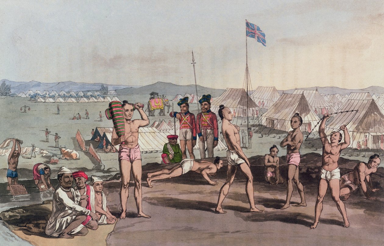Ein Ukhara mit Blick auf das Lager des britischen Residenten, aus 