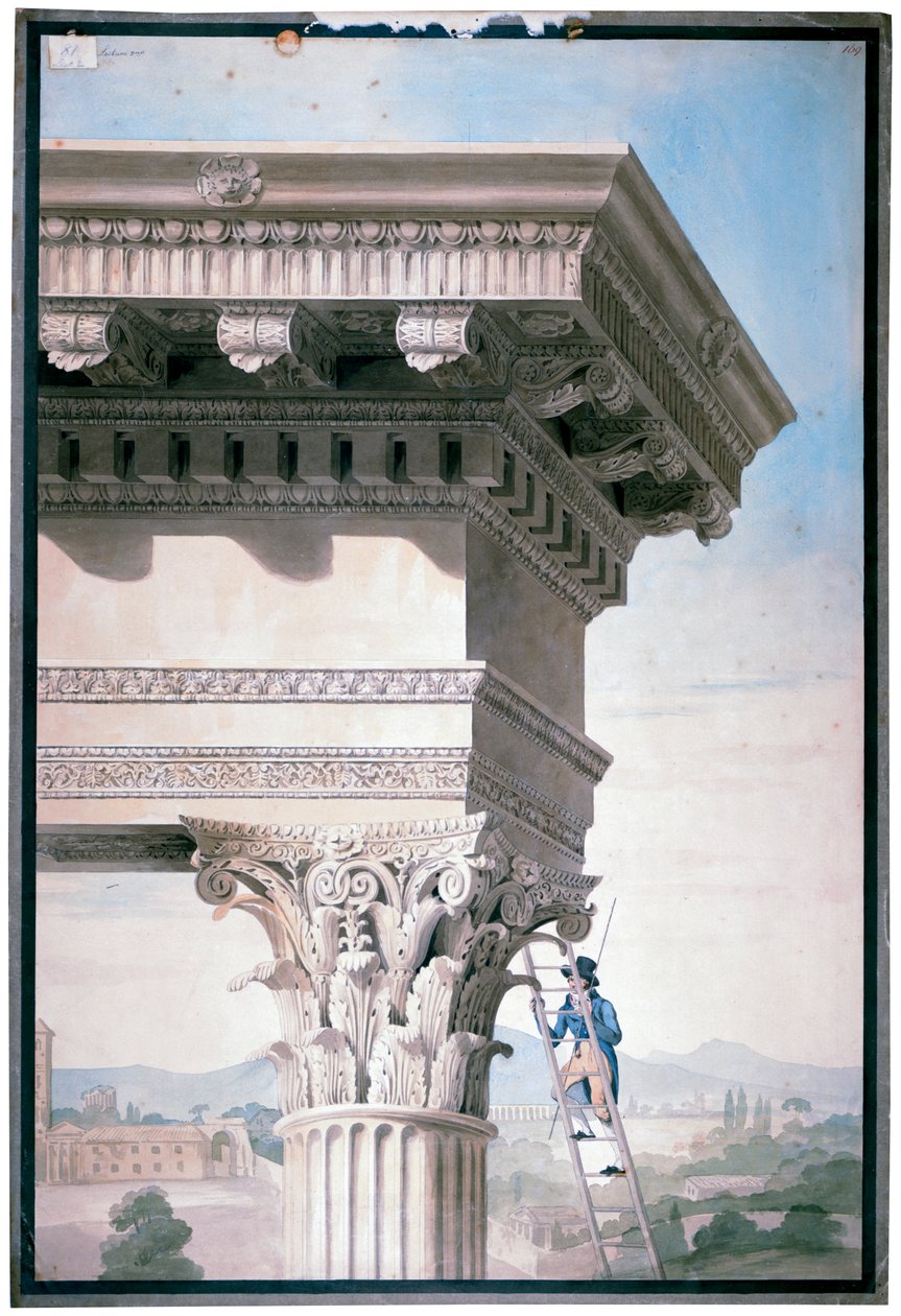Student misst den Tempel von Castor und Pollux in Rom von Henry Parke
