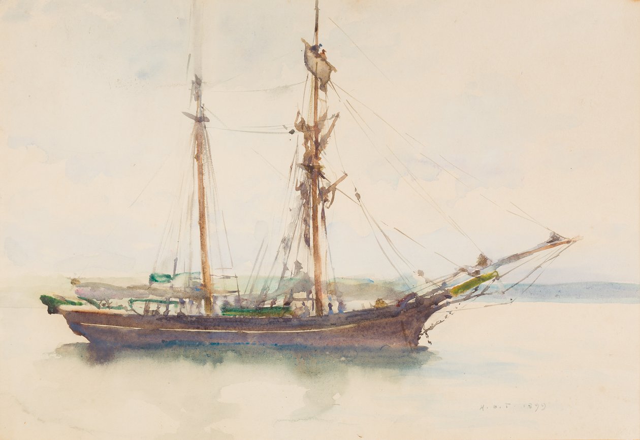 Bark mit gesenkten Segeln von Henry Scott Tuke