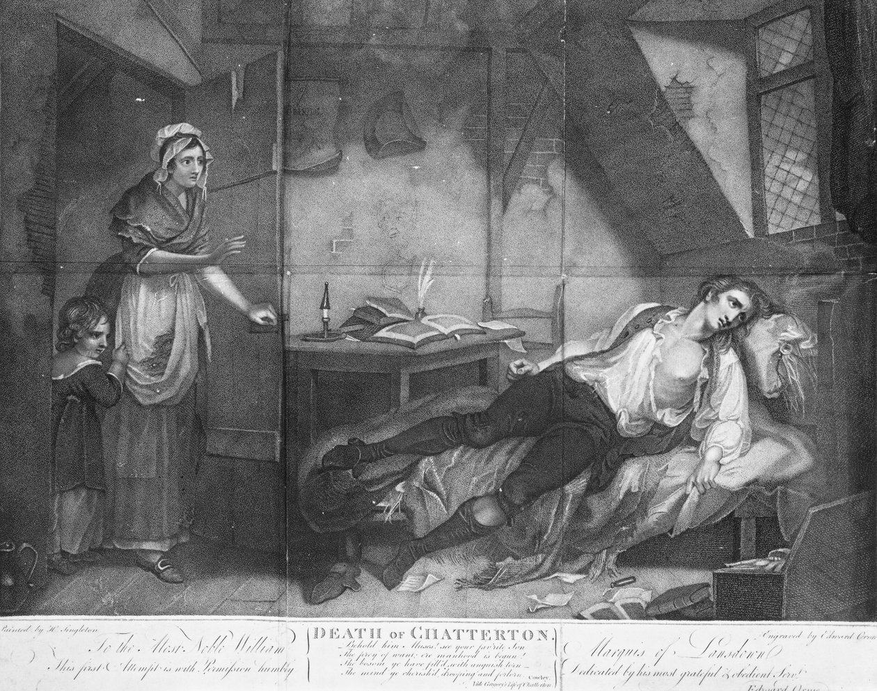 Der Tod von Chatterton, graviert von Edward Orme von Henry (after) Singleton
