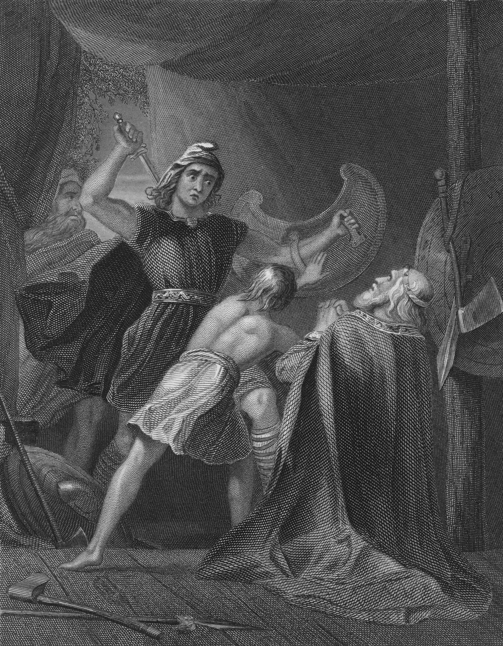 Tod von Brian Boru, Hochkönig von Irland, in der Schlacht von Clontarf von Henry (after) Warren