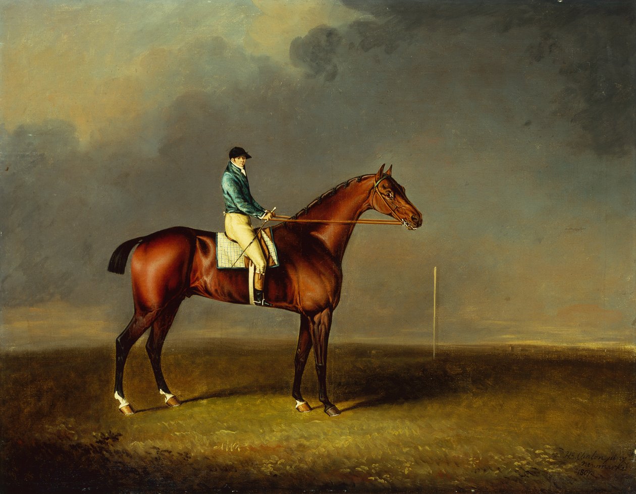 Seine Königliche Hoheit, der Prinz von Wales, Rennpferd Sir David von Trumpator mit Chifney in Newmarket Heath von Henry Bernard Chalon