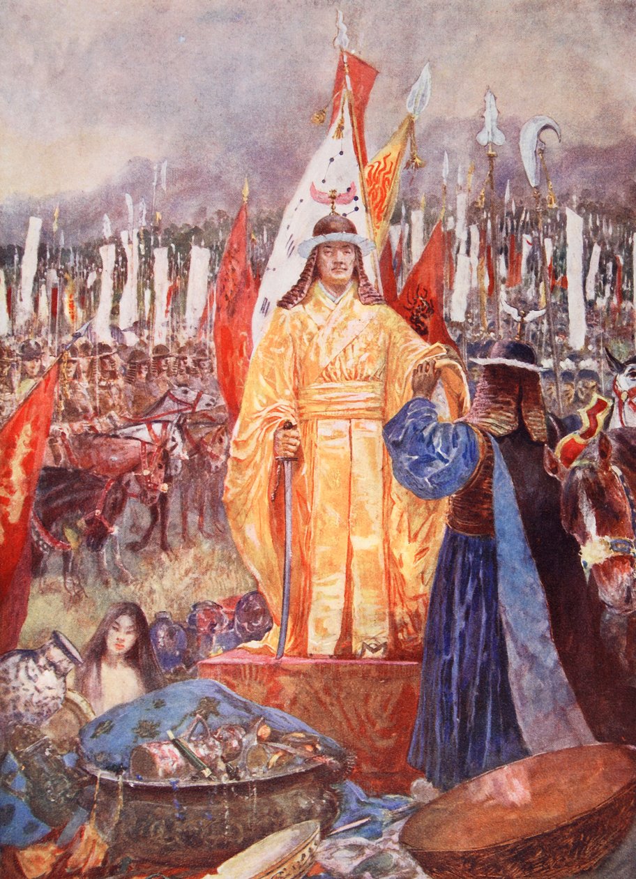 Der Großmarschall wird auf dem Schlachtfeld zum Kaiser ausgerufen, Illustration aus 