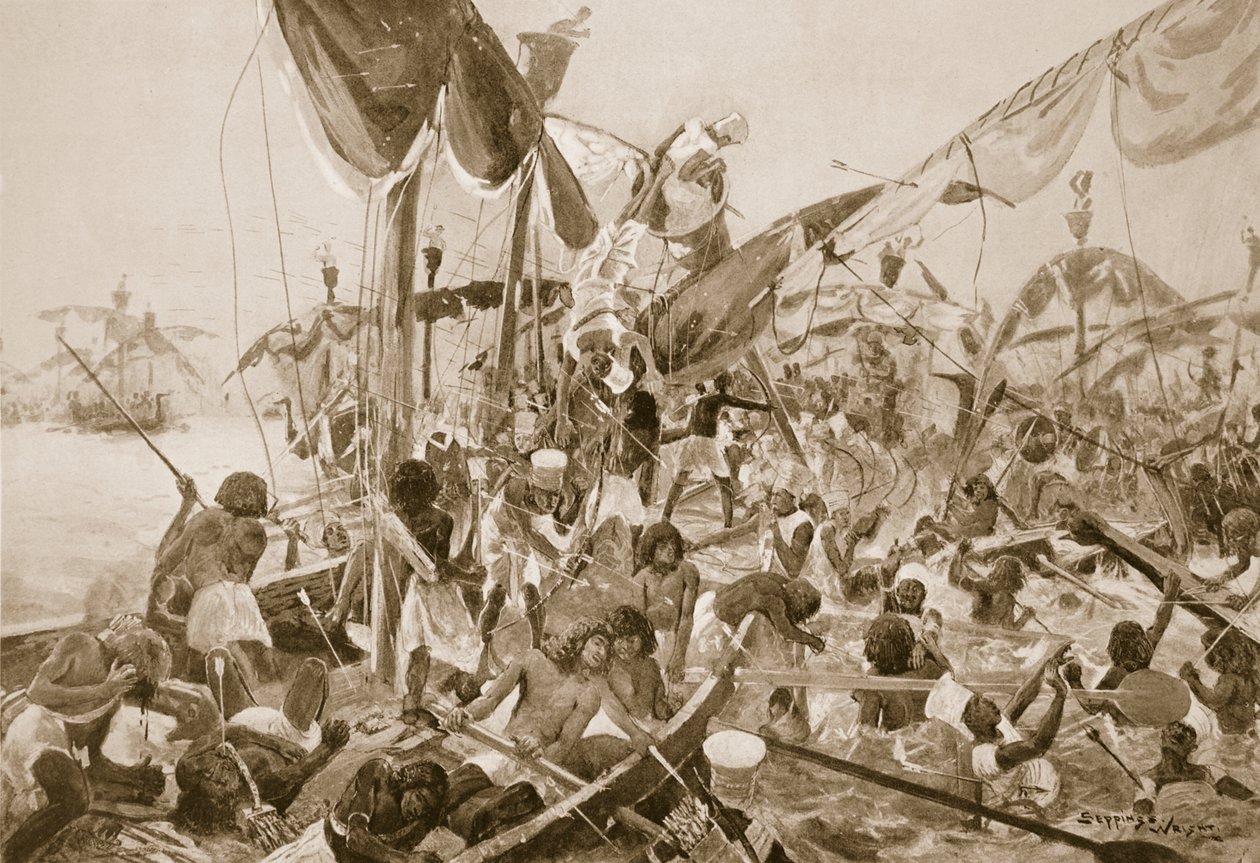 Die Seeschlacht bei Pelusium, Illustration aus 